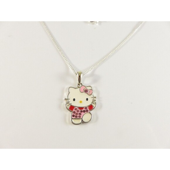 JCM Hello Kitty Necklace, Rhodium Plated Sterling Silver, Sanrio China - Picture 3 of 8